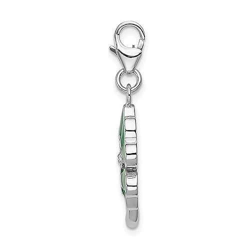 925 Silver Amore La Vita 3D Green Enameled 4 Leaf Clover Clear Crystals LOVE Bracelet Charm2