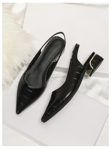 Floerns Women's Crocodile Slingback Flats Pointed Toe Slip on Dressy Shoes4