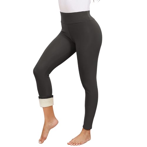 Leggins Termicos Mujer Invierno Mallas Termicas de Cintura Alta Forro Polar Pantalon Termico (Gris Oscuro,XL)