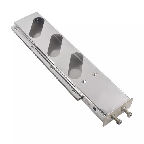 Image of Chrome Straight Spring Loaded Mud Flap Hanger Bracket Mudflap Holder 30 inch Length 2.5 inch Bolt Pattern with Oval Light Cutouts Compatible with Semi Trucks