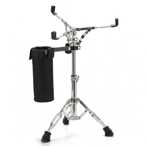 MoResolune Snare Drum Stand with Black Drumstick Holder Bag, Adjustable Double-Braced Tripod Fits...