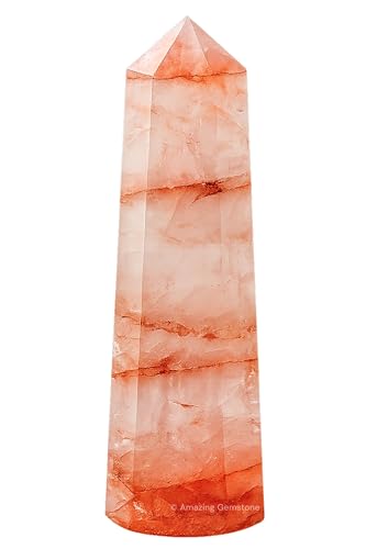 Image of Amazing Gemstone Red Hematoid Quartz Crystal Towers - Natural Healing Crystal Point Obelisk for Reiki Healing and Crystal Grid (2 inch to 3 inch INCH)