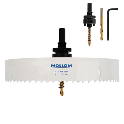 Mollom 200mm (7-7/8") HSS M42 8% Cobalt BI-Metal Hole Saw with Arbor