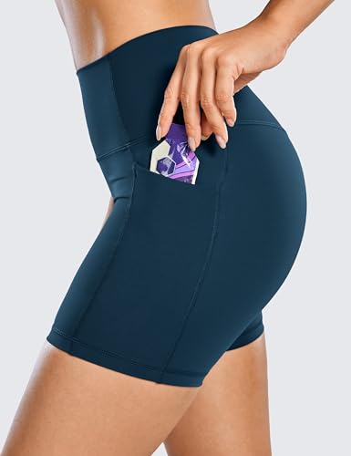 Image of CRZ YOGA Biker Shorts Pockets 5 inch | Naked Feeling, Sleek, Decent Compression, Yoga, High Waisted, for Women