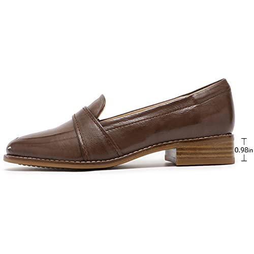 Image of Mona flying Women's Leather Dress Penny Loafers Slip On Flats Office Shoes
