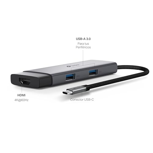 Hub USB-C multipuerto para teletrabajo eficiente con salida HDMI 4K60Hz 4