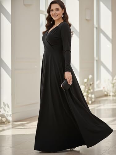 Image of KOH KOH Womens Long Sleeve Empire Cocktail Elegant Evening Versatile Maxi Dress