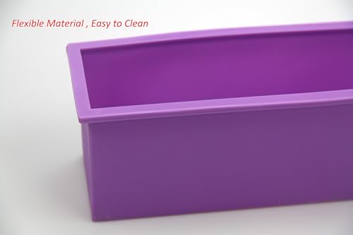 Voulosimi Soap molds kit-2 Pcs 42 oz Loaf Flexible Rectangular Silicone Soap Mold with Wood Box, 100 Pcs 6 x 6 inch Shrink Wrap Bags