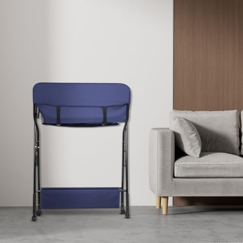 Baby Wickelkombi - klappbare Wickelkommode, mobiler Wickeltisch mit Wickelauflage, Sicherheitsgurt und Ablagefächern, platzsparend & stabil-86 * 62 * 96 cm-Marineblau