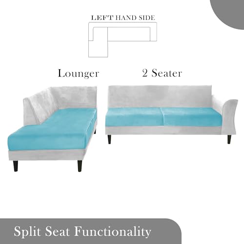 Image of Gratly LHS 4 Seater L Shape Sofa Set for Living Room (Turquise Grey Colour) Premium Fabric Sofa