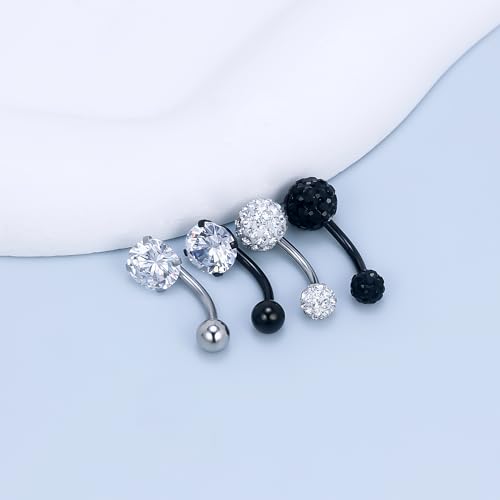 Vsnnsns 14G Belly Button Ring Piercing Jewelry 316L Stainless Surgical Steel Heart CZ Pearl Butterfly Flower Navel Rings Dangle Belly Button Ring Navel Piercing Jewelry for Women Men Hypoallergenic4