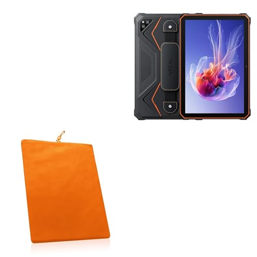 BoxWave Case Compatible with Blackview Oscal Spider 8 - Velvet Pouch, Soft Velour Fabric Bag Sleeve with Drawstring - Bold Orange