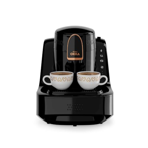 Arzum Okka OK0040 Elite Turkish Coffee Machine Modern Style 3 Cups Capacity White Plastic Construction Auto Shut-off with Audible Alert 220-240V
