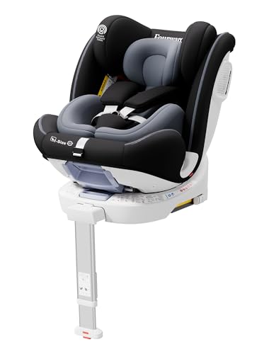 Fourward Baby Autositz Kindersitz 360°drehbar mit ISOFIX+Stützfuß – ECE R129 Zertifiziert, 30% höhere Stabilität im Seitenaufprall,0-150 cm / 0-12 Year, 5-Punkt-Sicherheitsgurt