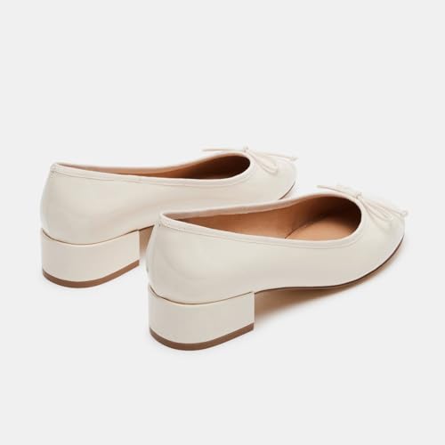 Women Ballet Pumps Round Toe Low Block Heel Slip on Ballerinas Walking Dating Party Daily Dress Shoes with Bow3