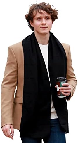 FULLRON Men Winter Scarf Long Black Scarves