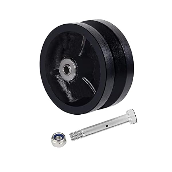SYRATION Rueda de plata con ranura en V de hierro fundido de 4 "x1-1/2" con capacidad de rodamiento de rodillos rectos de hasta 800 libras (1 rueda negra)