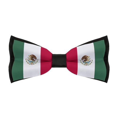 DABOYOZHZH Mexico Flag Bowtie Casual Men's Bow Ties Cravat Neckwear For Wedding Party Suits Tie