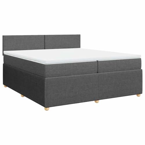 vidaXL Boxspringbett, Doppelbett mit Matratze Matratzenauflage, Bettgestell mit Kopfteil, Polsterbett Bett für Schlafzimmer, Dunkelgrau 200x200cm Stoff