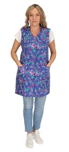 Tablier 7/8 en coton multicolore, court sans manches, Tablier de cuisine, bleu foncé, 44