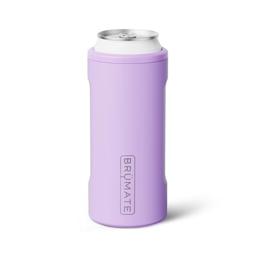 Image of BruMate Hopsulator Slim Can Cooler Insulated for 12oz Slim Cans | Skinny Can Insulated Stainless Steel Drink Holder for Hard Seltzer, Beer, Soda, and Energy Drinks (Lavender)