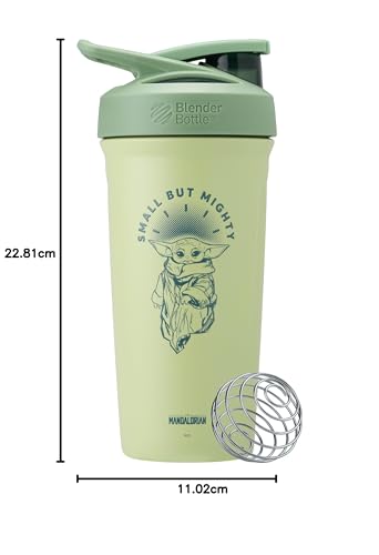 BlenderBottle Star Wars Strada Shaker Cup Insulated Stainless Steel Water Bottle with Wire Whisk, 24-Ounce, Small But Mighty