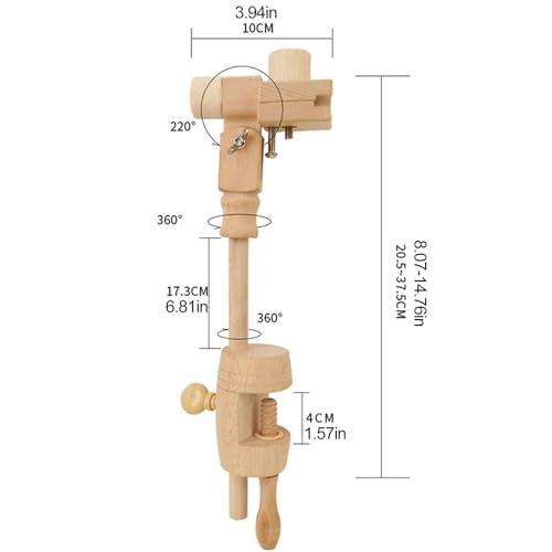 Mesa de bordado giratoria 360 grados con soporte de aro ajustable de madera 5
