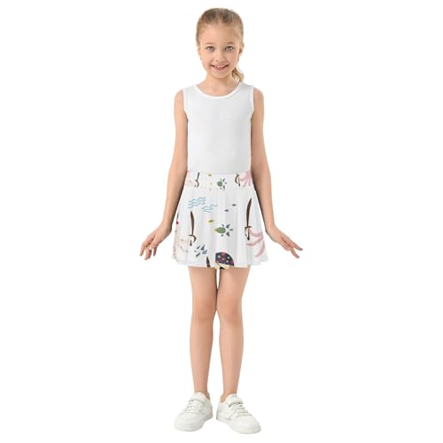 Girls' Shorts Athletic Skorts Tennis Skirts Toddler Floral Pleated Cute Cartoon Octopuses Pirates 3t3