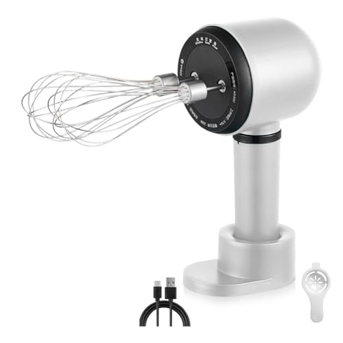 Ujjdwiurgh Batidor de mano eléctrico, batidor de mano inalámbrico portátil con 3 velocidades recargables y 2 batidores para hornear crema de leche