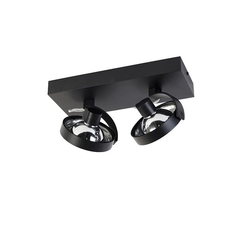 Qazqa Moderno Foco de diseño negro orientable 2 luces - Go Aluminio Rectangular Adecuado para LED Max. 2 x 3 Watt