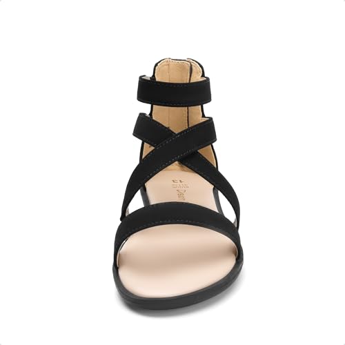 Image of DREAM PAIRS Girls Gladiator Sandals with Zipper Strappy Sandals Toddler /Little Kid /Big Kid