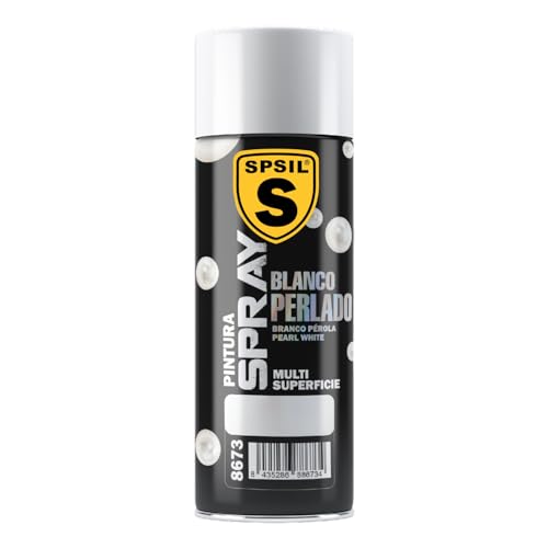 SPSIL Pintura Spray Brillante Blanco Perlado pack of 1 200ml Metal Secado RápidoPintura Profesional