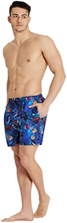 Arena Men's Standard Boxer Allover Swim Trunk Beach Shorts, Black, Large