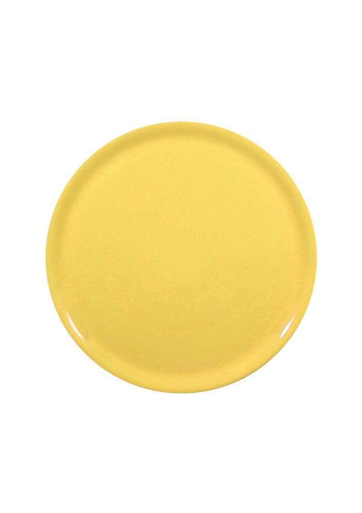HENDI Pizza Plate, Porcelain, Pattern: Plain, Dishwasher and Microwave Safe, Diameter 330 mm, Yellow
