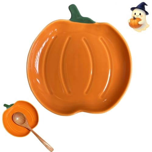 Ceramic Spoon Rest for Stove Top, Halloween Pumpkin Cute Spoon Rest for Kitchen Counter, Cooking Spoon Holder for Kitchen Counter, Utensil Rest Spatula Rest Ladle Holder Tong Rest (Orange)