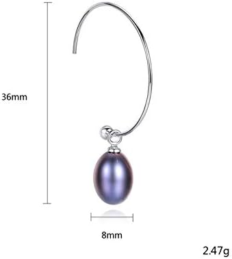 Sunnyshopday 18ct White Gold Plt on 925 Sterling Silver,Natural FreshWater Pearl Earrings,Navy Color Gift Box,Women - Image 3