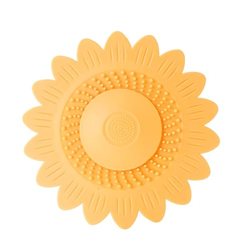 Tapón de desagüe universal para fregadero y bañera, protector anticaída de cabellos, fabricado en silicona grado alimenticio, color amarillo miniatura 1