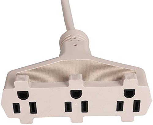 Epicord 8 Ft Outdoor Extension Cord With 3 Electrical Power Outlets, 16/3 Sjtw White 16 Gauge Extension Cable With 3 Prong Grounded Plug For Safety, Etl #TOP4
