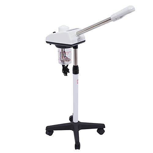 HUOMMGS Vaporizador facial de pie, 750 W, sauna facial móvil, limpiador de poros, vapor, spa con 4 ruedas, 750 ml, vaporizador cosmético, con boquilla giratoria de 180°, altura ajustable, vapor facial