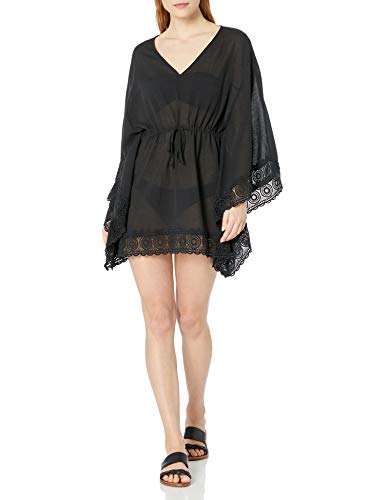 La Blanca Women's Standard V-Neck Butterfly Tunic Swimsuit Cover Up, Black, L/X-Large