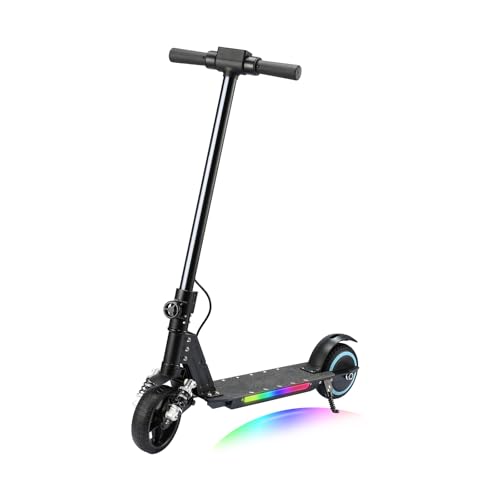 KHHK 6,5' Elektroroller für Kinder mit LED-Lichtern, vorderem Doppelfederstoßdämpfer, 130W Motor, max. Geschwindigkeit 14 km/h, Faltbarer E-Scooter für Kinder von 6-14 Jahren (Schwarz)