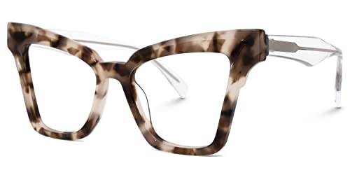 Image of Zeelool Vintage Cat Eye Glasses for Women with Non-prescription Clear Lens Andrea JGA305500-02 Light-Tortoise