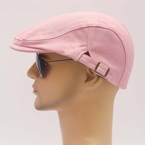 Image of ZLYC Men Cotton Flat Cap Summer Scally Ivy Gatsby Newsboy Beret Driver Cabbie Hunting Hat