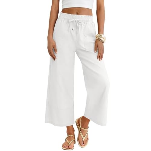 LOMON Women's Wide Leg Pants Dressy Casual Palazzo Pants Flowy Slacks Elastic Waist with Pockets