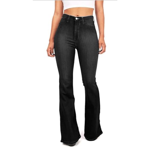 Jean évasé à jambe droite taille haute pour affiner la silhouette et allonger les jambes