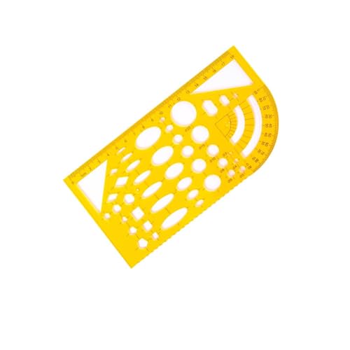 HSYTEK Plantilla de círculo para dibujar, regla geométrica, regla de círculo, regla de agujero, plantilla de agujeros transparente para escuelas, oficinas, edificios, naranja