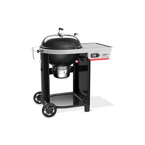 Image of Weber Performer 22‑Inch Smart Charcoal Grill for Outdoor Cooking - Black, Porcelain-Enameled Finish, Wi-Fi Enabled Grill with Prep Table, & Weber Connect, Kettle