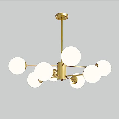 HYJAUSXB Lámparas Colgantes Modernas para Comedor, Cocina, Dormitorio, Isla, Sala de Estar, candelabros de Cristal con múltiples Luces, lámpara Colgante de Interior (Blanco Leche, 8 Luces)