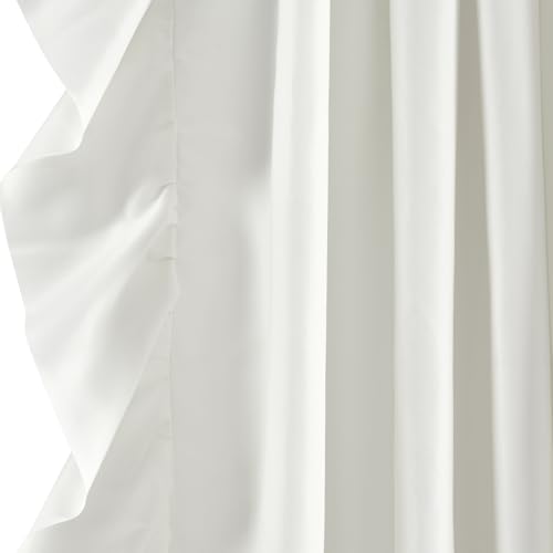 Image of Lush Decor Reyna Ruffle Window Curtain Panel Set, Pair, 54 inch W x 84 inch L, White - Flowy Curtain Set - Romantic Ruffle Curtains for Bedroom, Living room, or Dining Room - Farmhouse & Cottage Home Decor