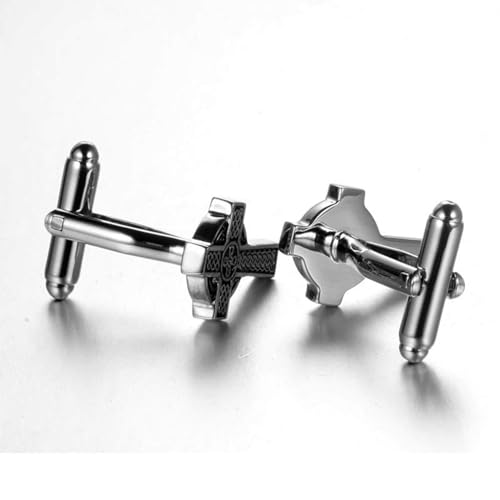 Mancuernillas de Hombre Cruz Plata Estilo Elegante miniatura 4